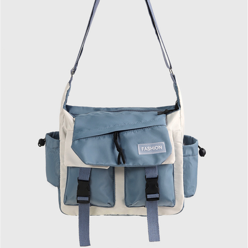 Buckle Decor Messenger Bag Colorblock Crossbody Bag Multi Pocket