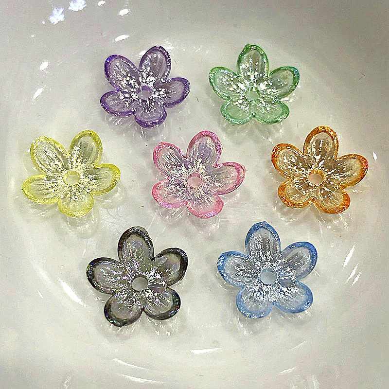 100pcs 1.2cm/0.47in Color Plated Ab Laser Effect Petal Shape Loose Beads Diy Handmade Jewelry Jewelry Accessories
