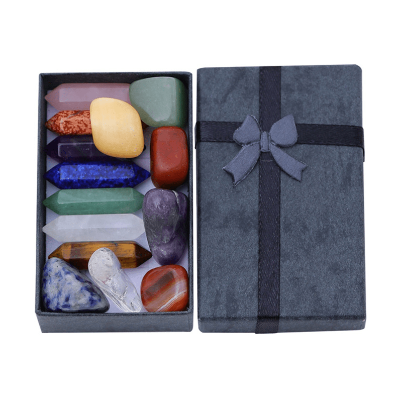 Natural Crystal Hexagonal Column Yoga Stone Decoration Set