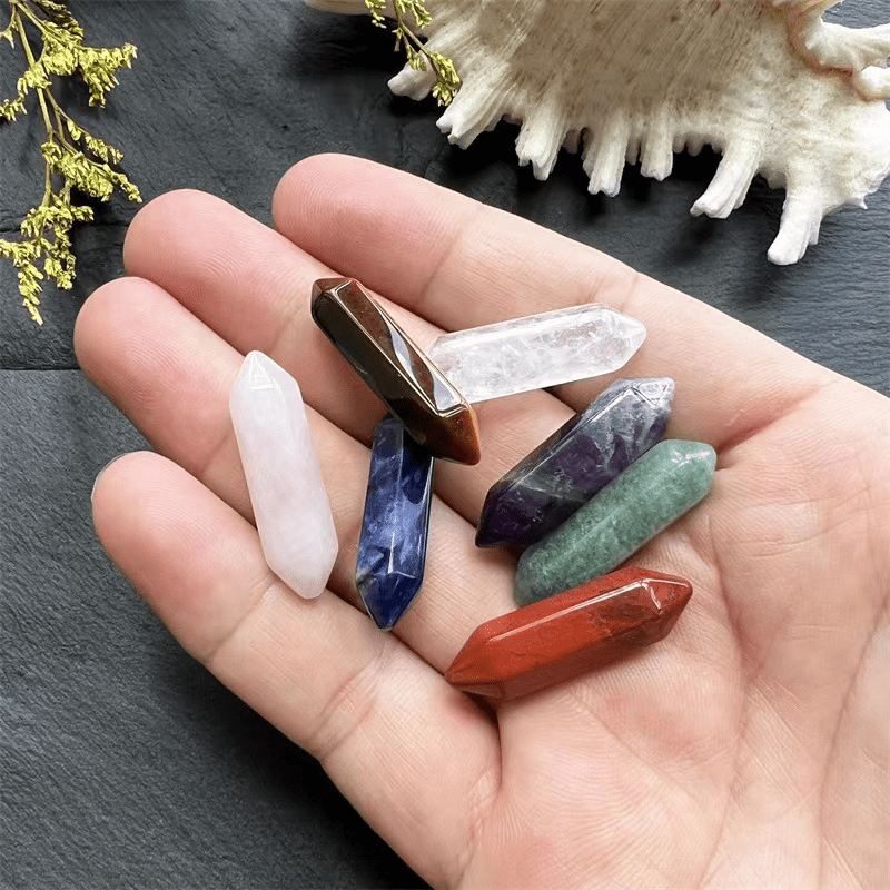 Natural Crystal Hexagonal Column Yoga Stone Decoration Set