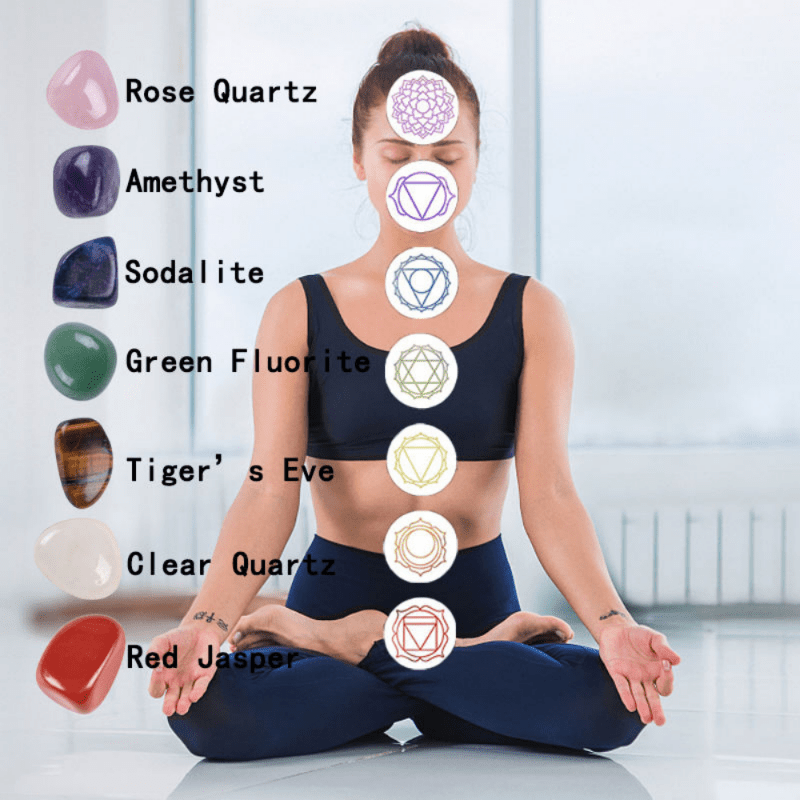 Natural Crystal Hexagonal Column Yoga Stone Decoration Set