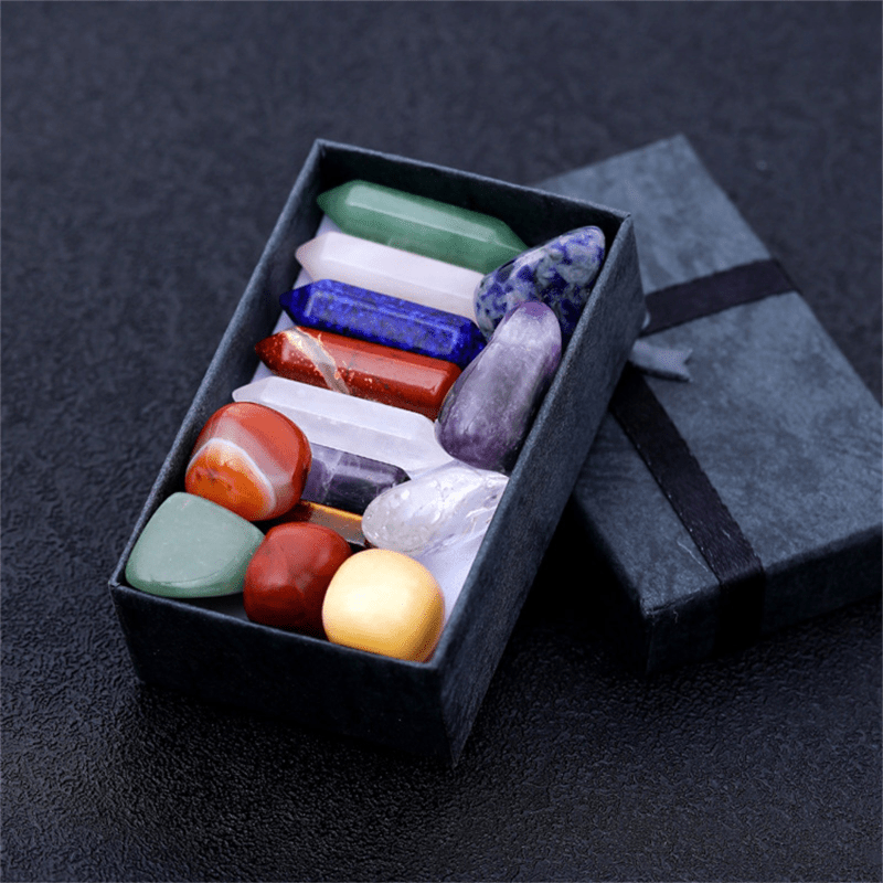 Natural Crystal Hexagonal Column Yoga Stone Decoration Set