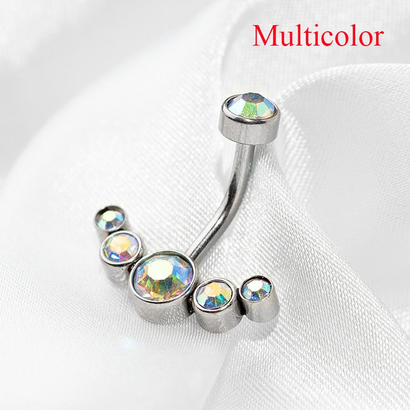  1PC Steel Belly Button Rings Crystal Piercing Navel