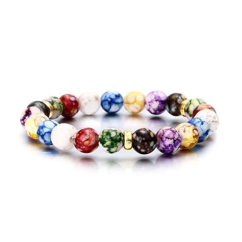 7 Chakra Reiki Healing Stone Bracelet, Volcanic Stone Beads