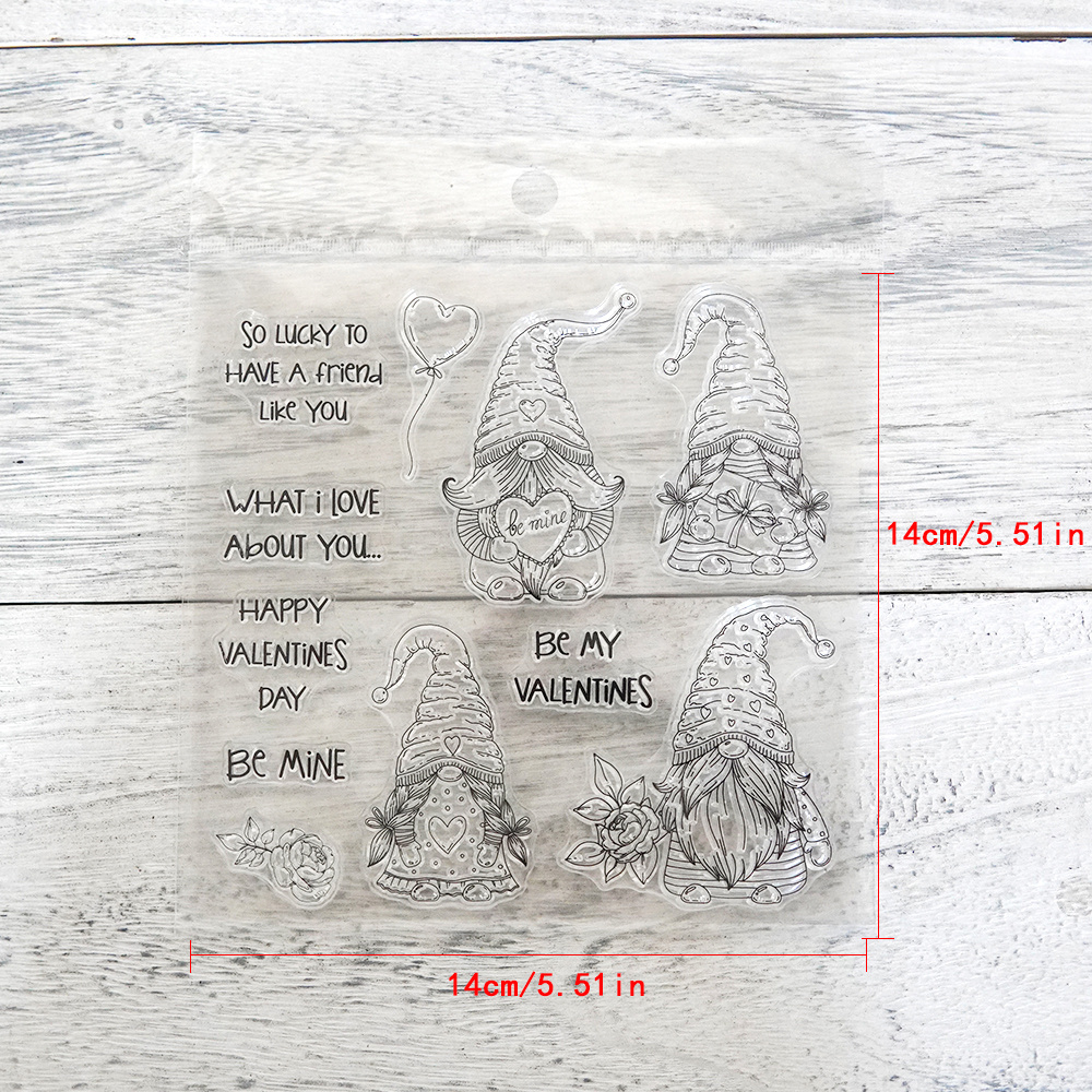 TEMU Adorable Gnome-themed Heart Stamps And Cutting Dies For Scrapbooking, Including Stamps And Metal Dies For Decorating Cards, Photos, And Gifts Of
