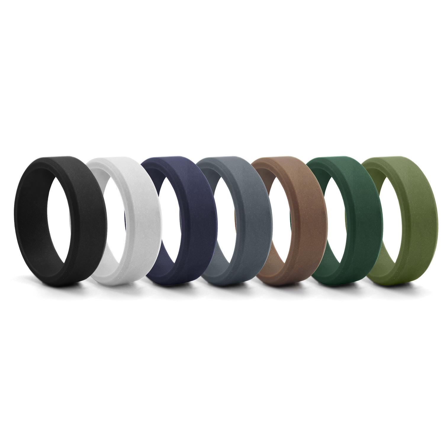 7pcs set fashion   silicone ring sports business elastic rings hypoallergenic jewelry for men