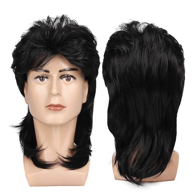 Best Sellers Of Costume Wigs /Wigs For Men 70s 80s Costumes Mens Brown Fancy Party Accessory Cosplay Hair Wig details 6