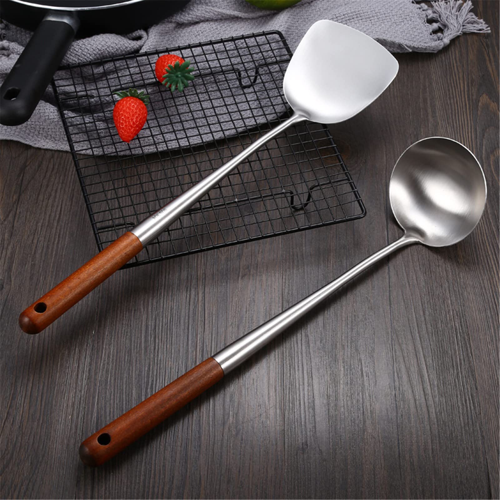 Rosewood Kitchen Utensil Set With Holder, 7-piece Wooden Spoon Set