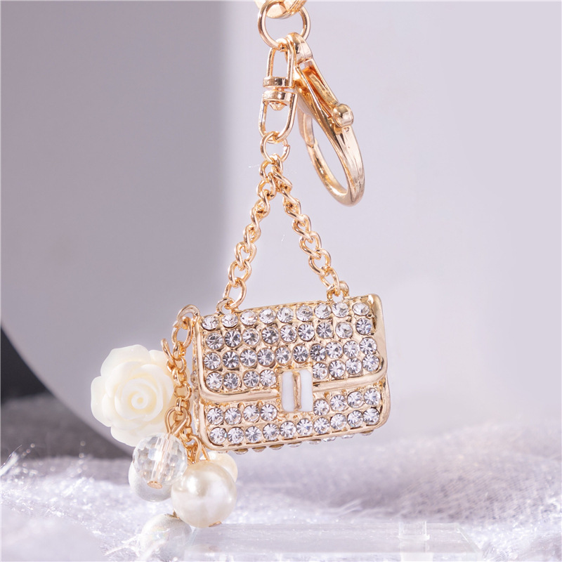 Rhinestone Decor Bag Charm Necklace