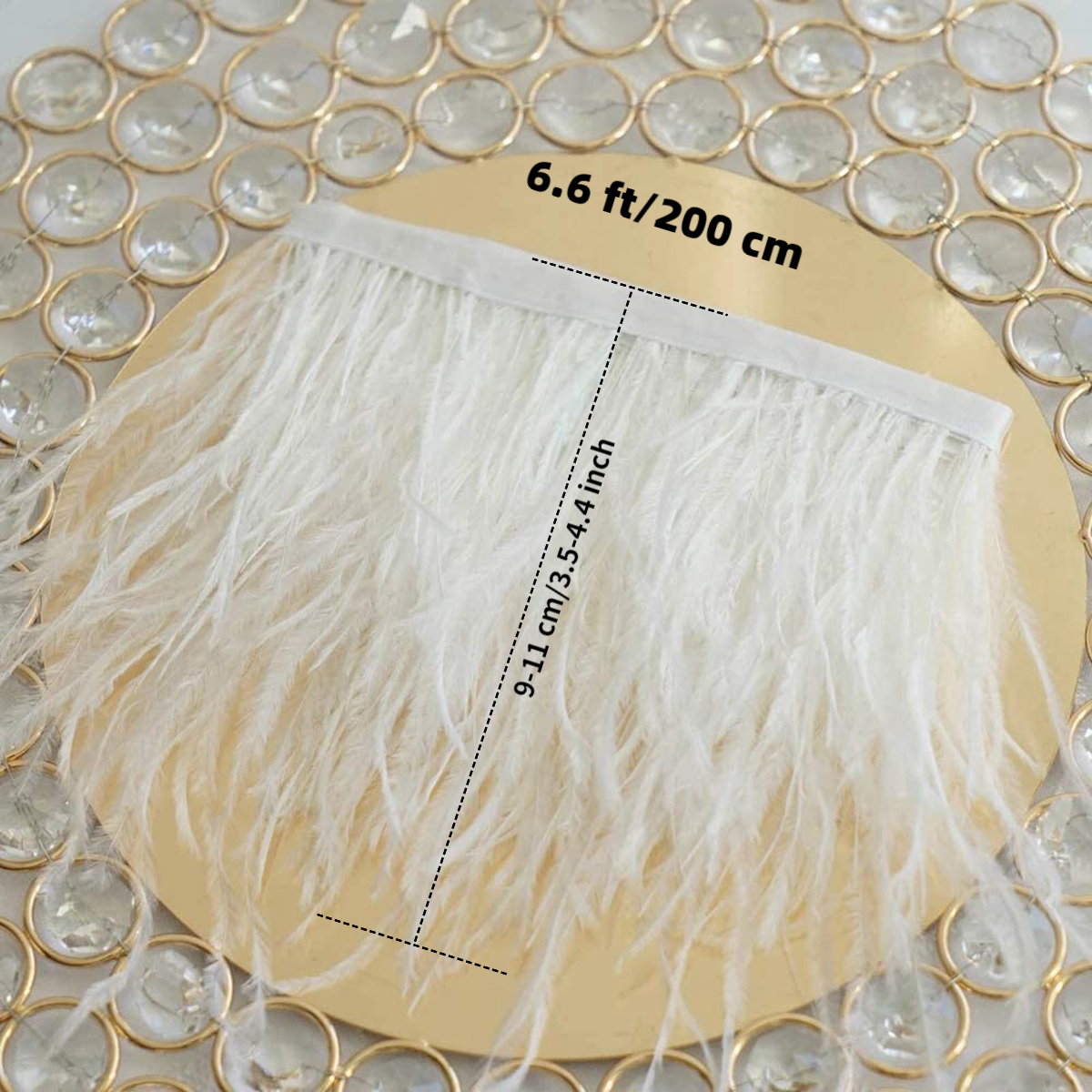 High Quality Ostrich Feather Trim Fringe Natural Ostrich Feather Ribbon  Trimming for Party Dress Sewing Wedding