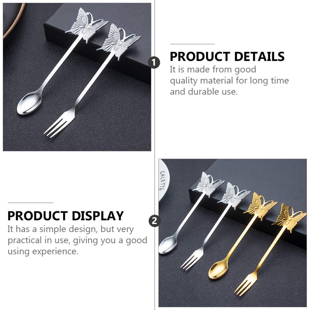 304 Stainless Steel Butterfly Spoon Fork Coffee Mixing Spoon - Temu