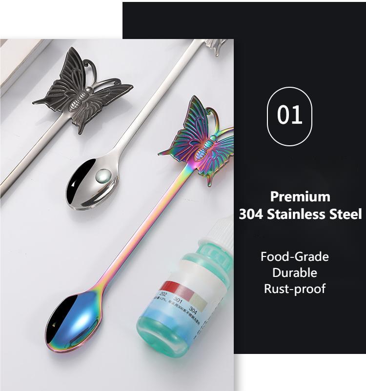 304 Stainless Steel Butterfly Spoon Fork Coffee Mixing Spoon - Temu