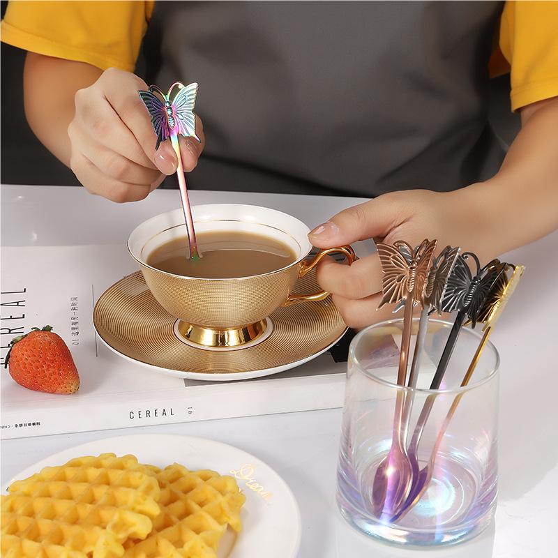 304 Stainless Steel Butterfly Spoon Fork Coffee Mixing Spoon - Temu