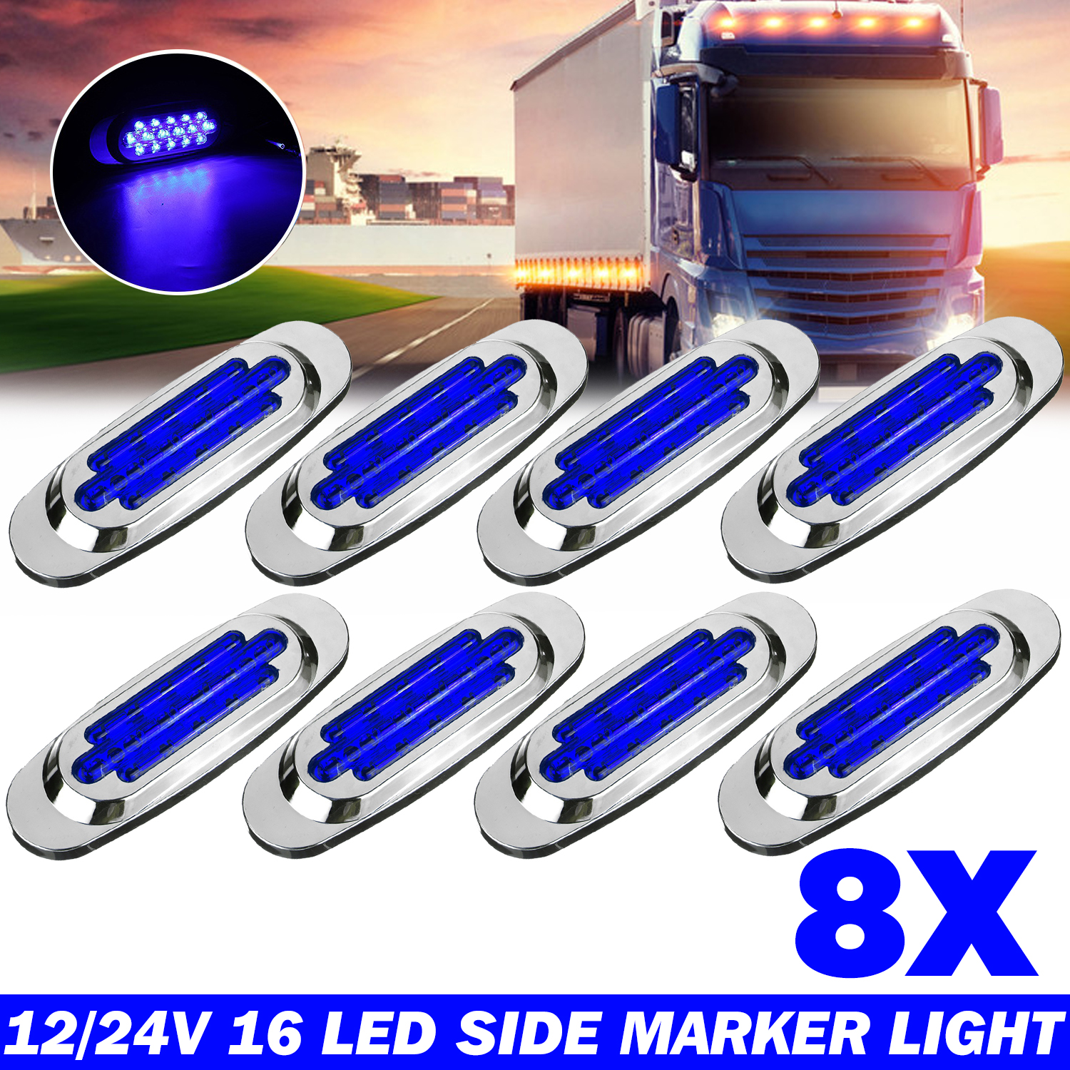 100pcs 12v 24v Red Amber Blue White Led Side Marker Lights Truck