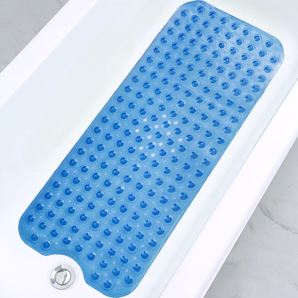 Bath Tub Shower Safety Mat 28 x 16 Inch Non-Slip and Extra Large, Bathtub  Mat with Suction Cups, Machine Washable Bathroom Mats with Drain Holes,  Clear
