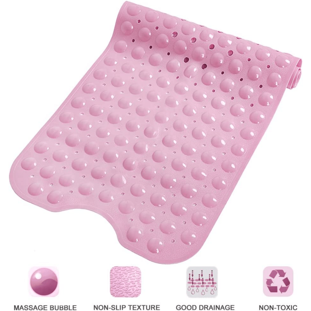 Aoibox 39.4 in. x 15.8 in. Non-Slip Shower Mat in Transparent Purple BPA-Free Massage Anti-Bacterial with Suction Cups Washable