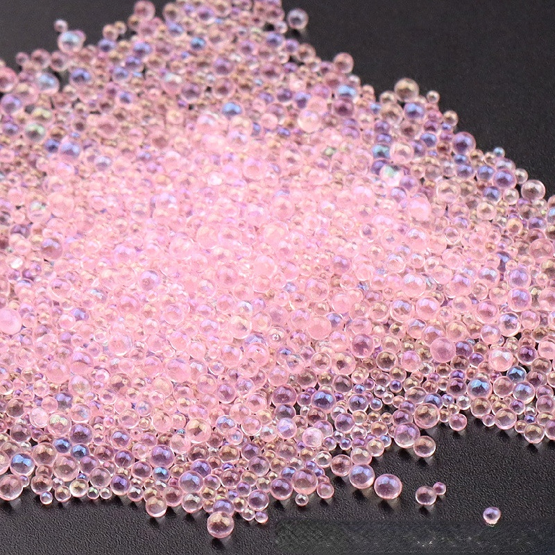 Mini Bubble Colored Glass Beads for DIY Silicone Epoxy Resin Mold Filling Resin Jewelry Nail Art Decoration W3h4, Size: 1, Beige