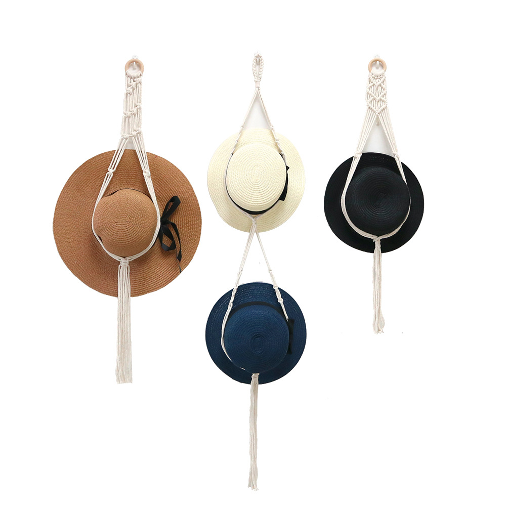Cintres en macramé pour chapeaux muraux bohème pour femme - Organiseur de  chapeaux à suspendre au mur - Tissage à la main - Support décoratif pour