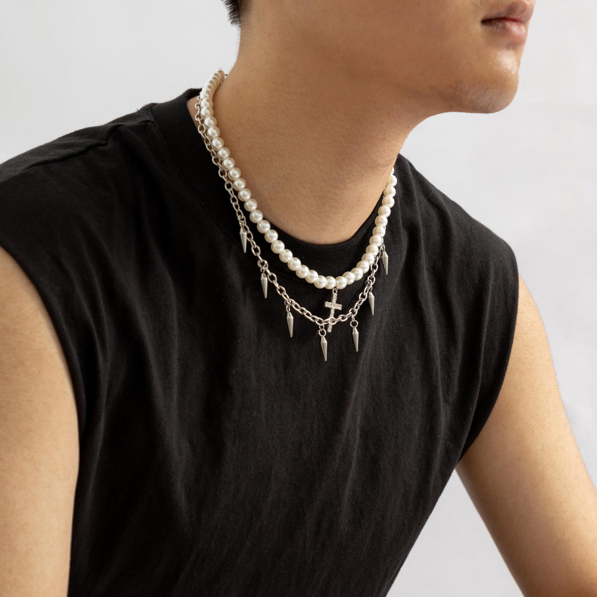 Pearl Necklace Choker Men  Best Cross Pearl Necklace