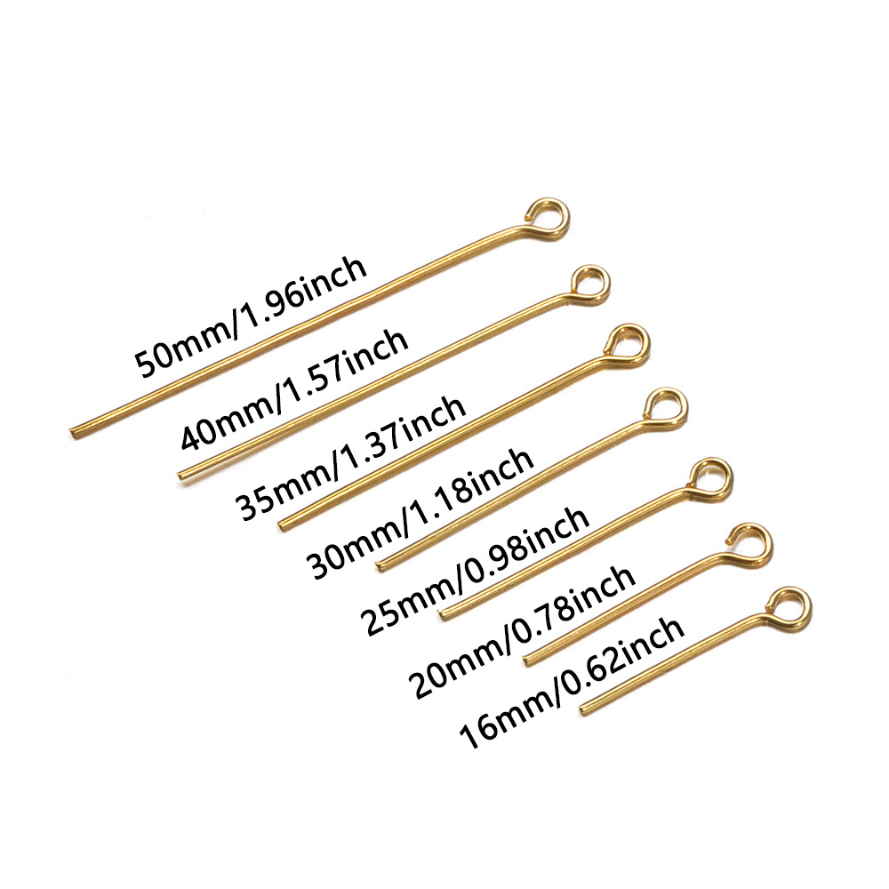 200pcs/batch Flat/ Round Head Pins, Lengths: 16mm, 20mm, 25mm, 30mm, 35mm,  40mm, 45mm, 50mm. For Diy Jewelry Making With Metal Head Pins