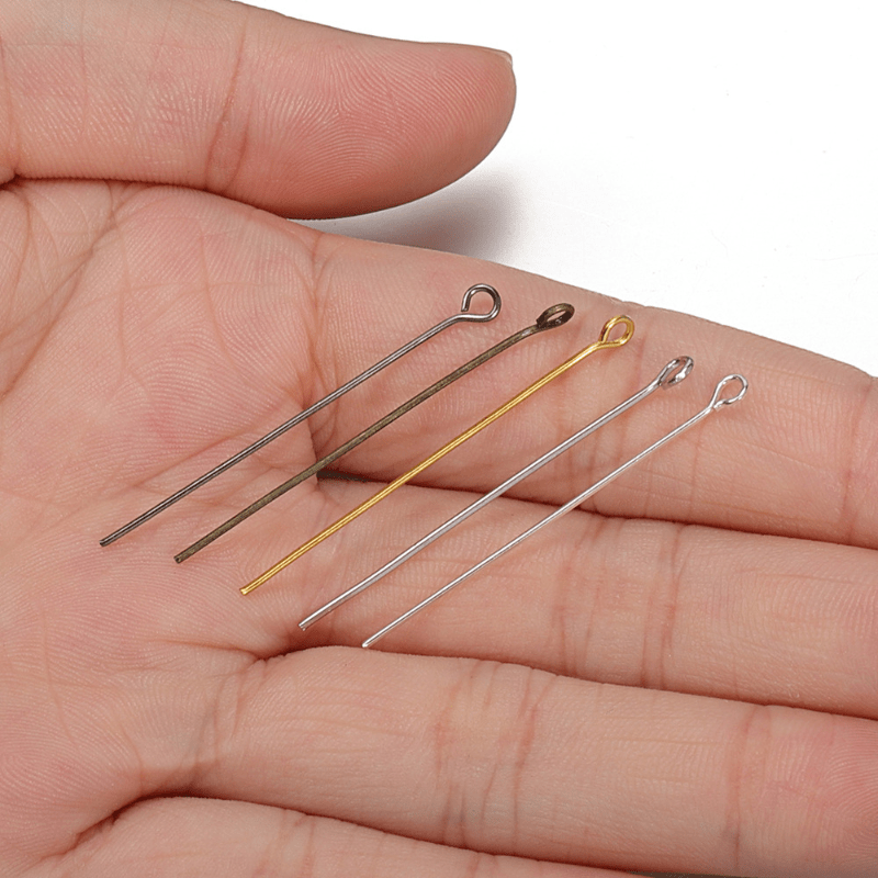 500 Pieces Eye Pins 50 mm Jewelry Making Pin Heads Eye Jewelry Head Pins  for Jewelry Making DIY Ball Head Pins for Craft Earring Bracelet Jewelry