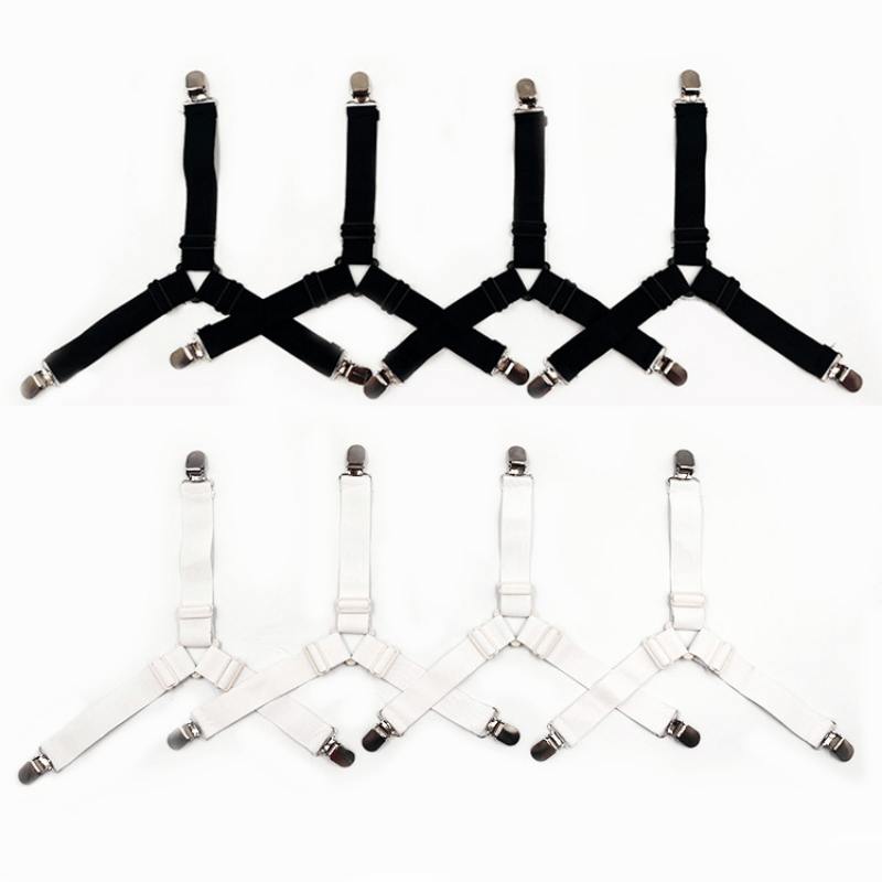 4 Pcs Adjustable Elastic Bed Sheet Grippers Straps Suspender Fasteners  Holder