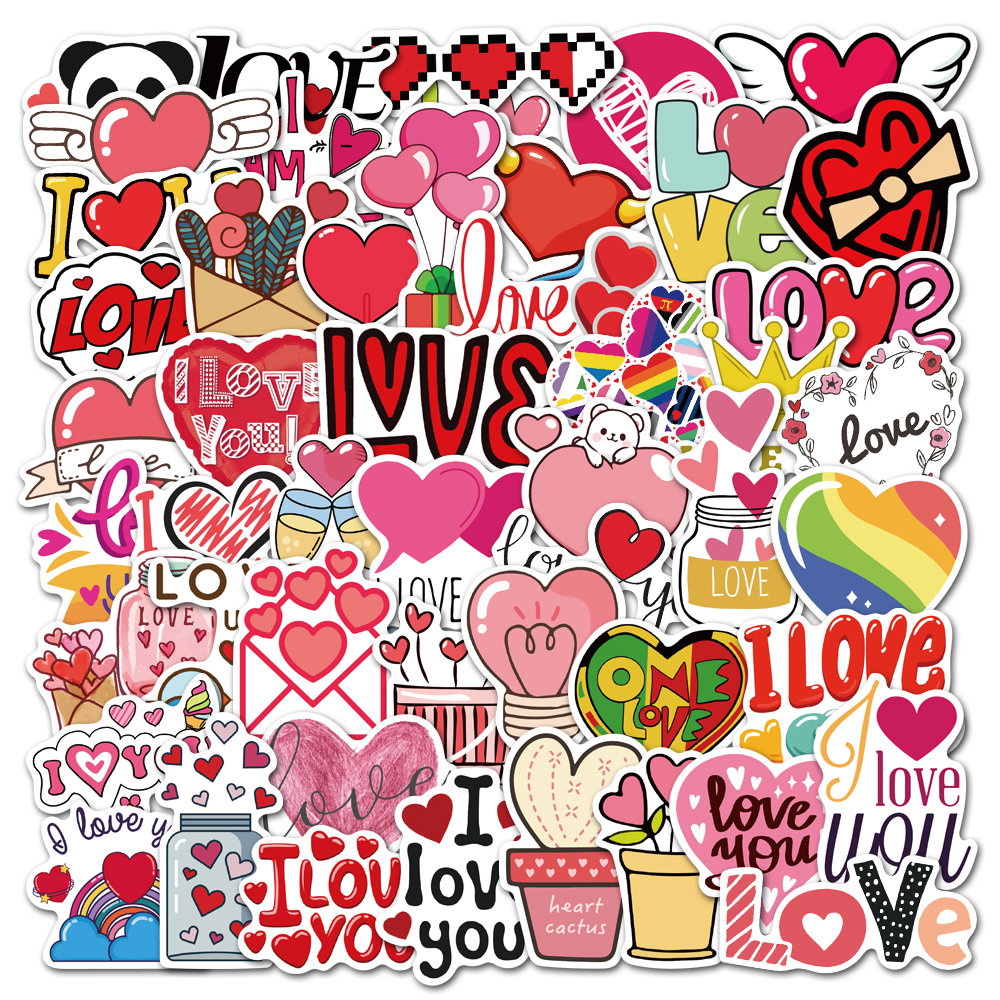  100 Pcs Love Stickers for Water Bottle, I Love You Waterproof  Vinyl Stickers Heart Stickers Valentines Day Stickers for Adults Wedding  Scrapbooking Wall Envelopes Laptop Phone Guitar Water Bottle Luggage 