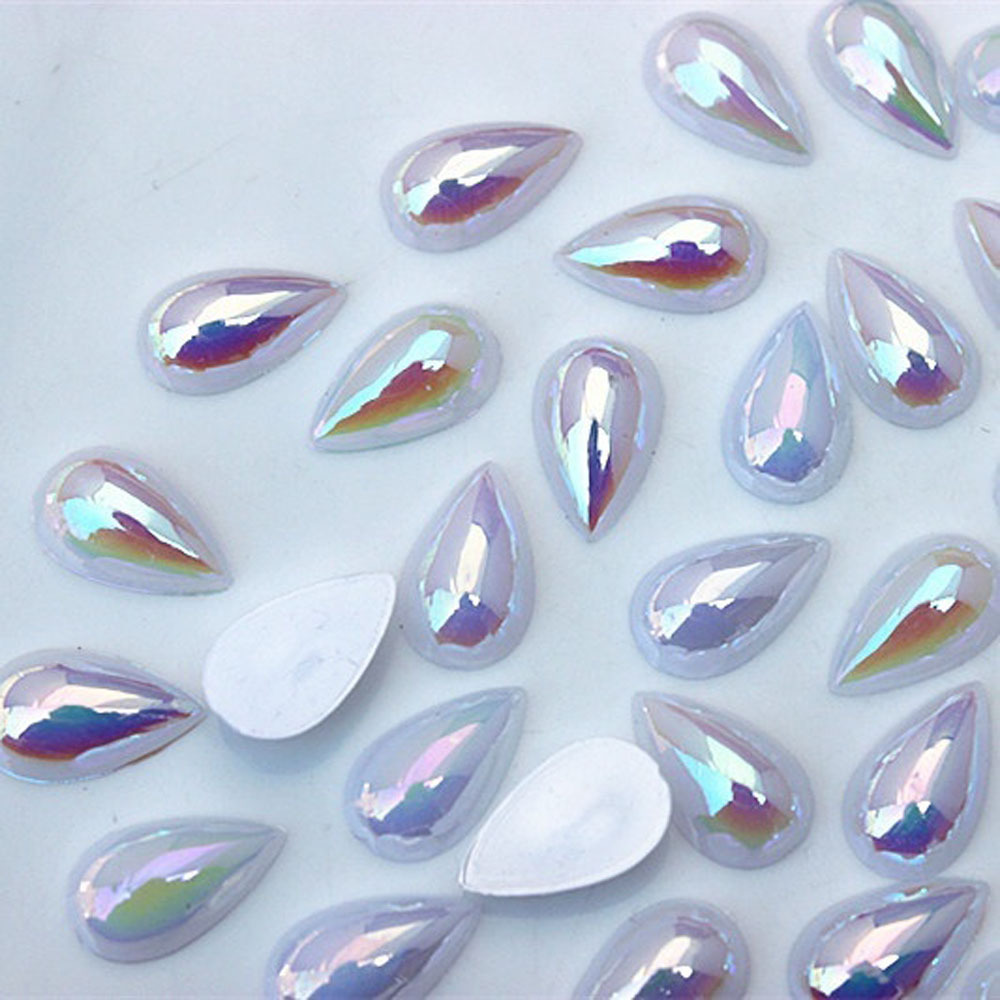 100pcs 0.8*1.3cm/0.31*0.51in Ab Shape Acrylic Rhinestones For Clothes Craft Decorations Jewelry Accessories