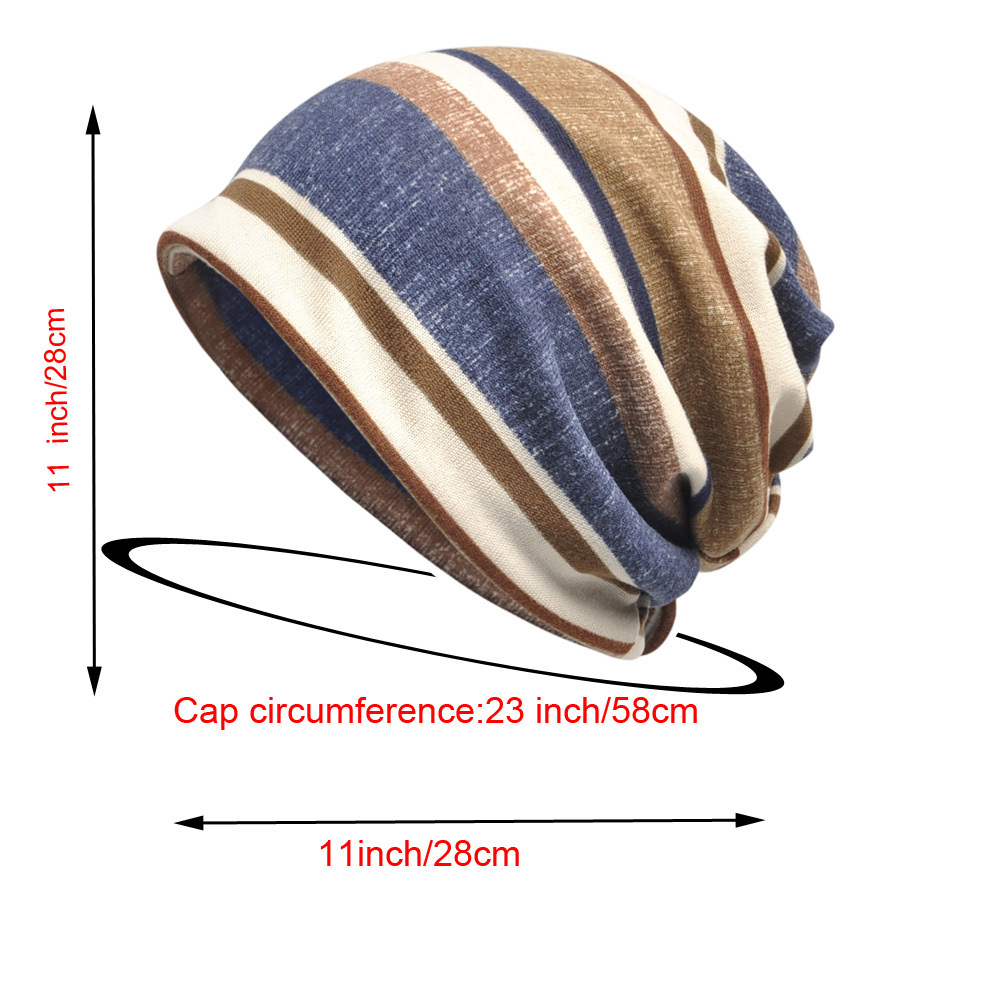 Striped Pattern Slouchy Beanie Hip Hop Skullies Cap Hat