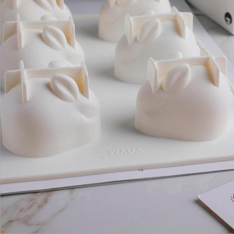 6 Cavity 3D Rabbit/Pig Mousse Cake Baking Pan Easter Day Bunny