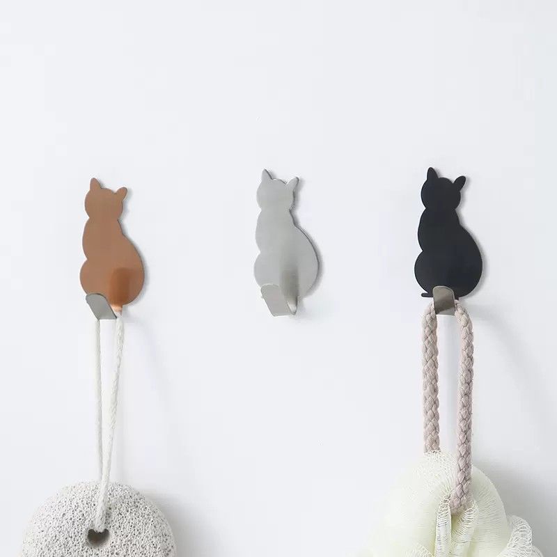 Cartoon Cat Tail Hook Transparent Adhesive Hook Without - Temu