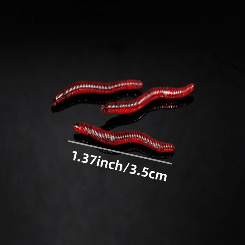 50PCS Fishing Lures Lifelike Fishy Smell Red Soft Lures Simulation Earthworm  Luminous Worms Artificial Flysand Fishing Lure