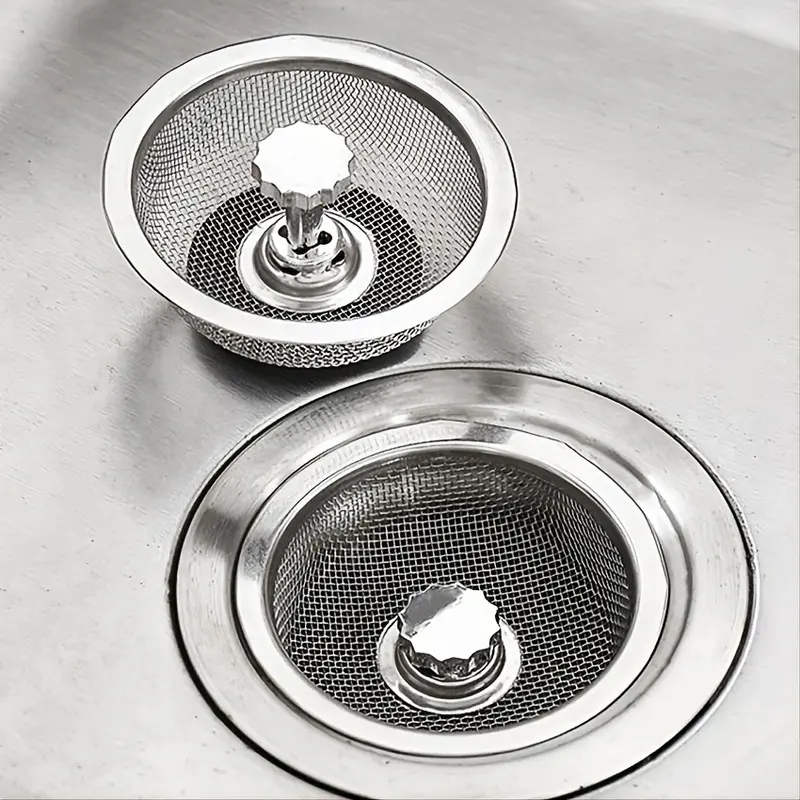 1pc sink filter with plug kitchen stainless steel water filter wash basin slag screen details 1