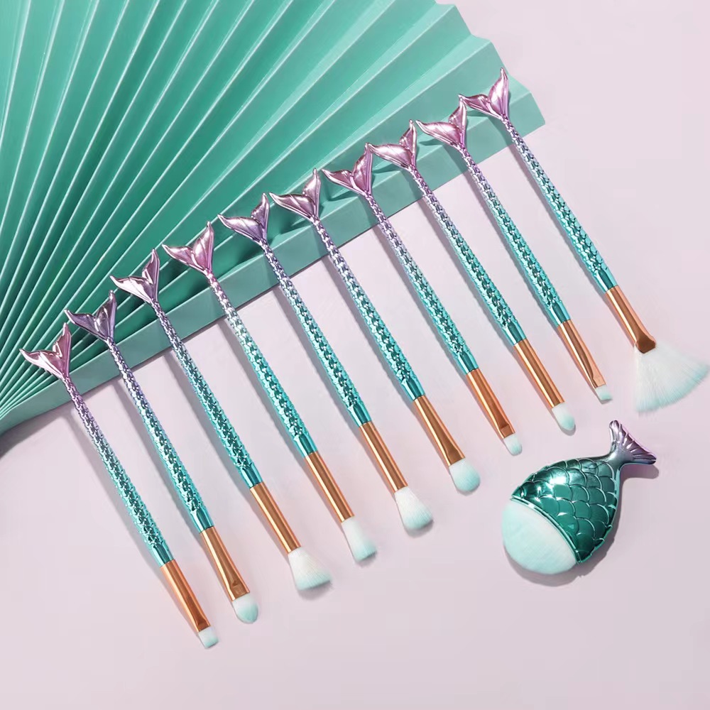 Mermaid Tail Mermaid Makeup Brushes Set 10/Nylon Hair Plastic Brush With  Double Tailed Fish Design For Teen Girls Make Up Tools From Harrisonjiang,  $6.4
