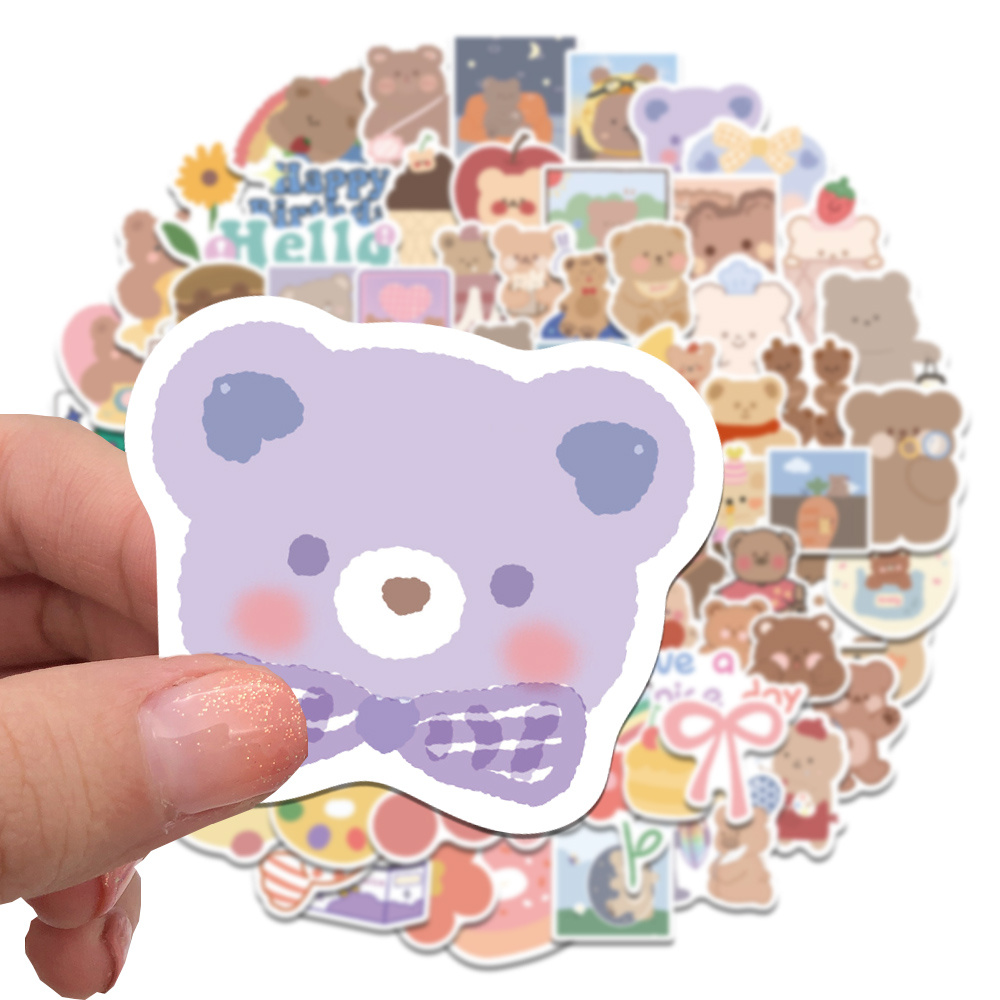  50 Pcs Stickers of Three Little Bears, Lovely Cute Animal Panda  Brown Bear Polar Bear Sticker for Kids Boys Girls Adult, Durable Aesthetic  Pink Pet Decals for Laptop Water Bottle Bicycle