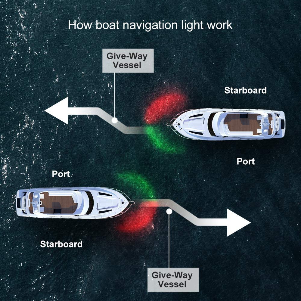 (2pcs=red+green) LED Marine Navigation Lights for Boats - Bow Light Port  Starboard Side * Lamp for Pontoon, Skeeter, Power Boat and Skiff - 10-30