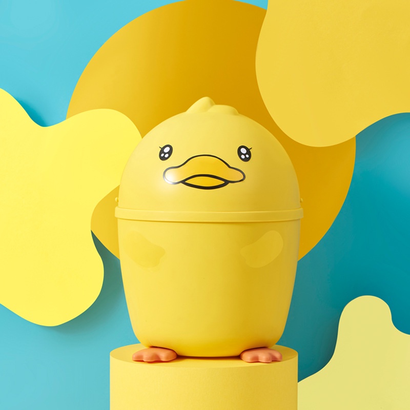 Buy Cute Mini Fliping Type Trash Can Cartoon Little Yellow Duck Shape Desktops Mini Dustbin Creative Bathroom Trash Bucket
