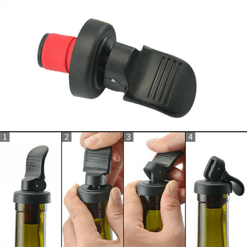 Black Wine Vacuum Pump Bottle Stopper Cork Sealer Airtight Beer