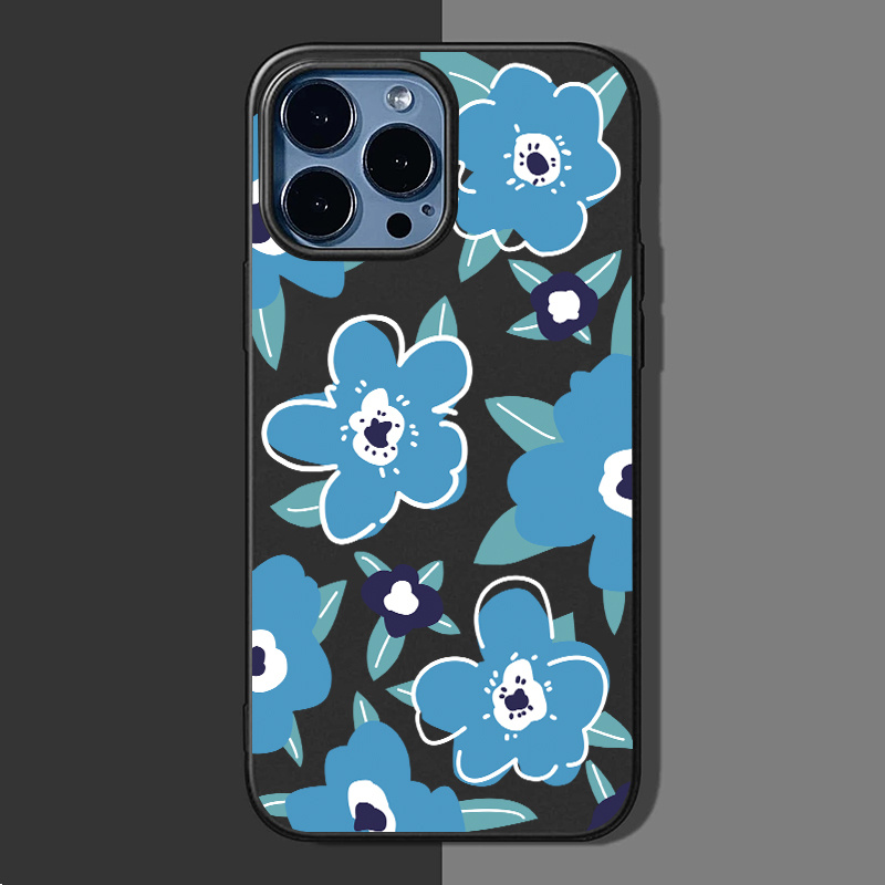 Coque design pour iPhone 13 Pro fleur bleue - grossiste d