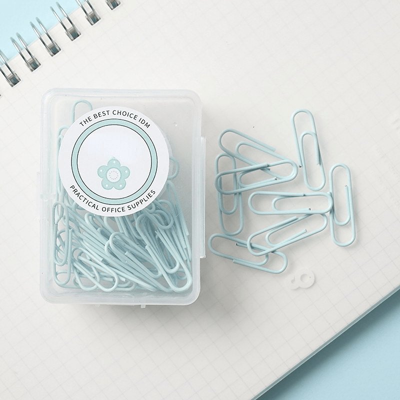 50pcs Makaron Paper Clip Boxed Office Supplies