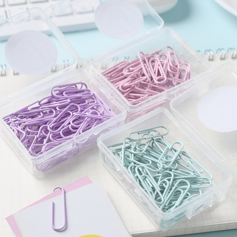 50pcs Makaron Paper Clip Boxed Office Supplies