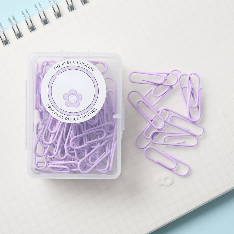 50pcs Makaron Paper Clip Boxed Office Supplies
