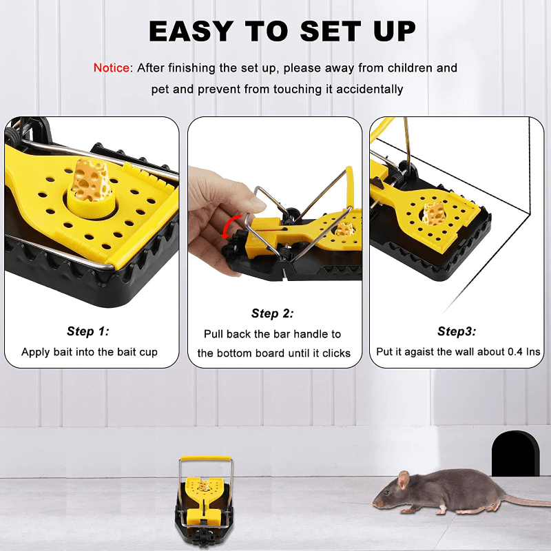 Mouse Trap Rat Traps Indoor Small Reusable Powerful Mouse Traps Bait Cup  Powerful Bites Effectively Lures