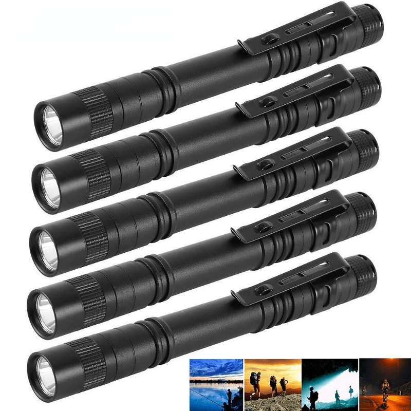 

1pc, 300 Lumens Led Flashlight, With Clip, Mini Light Penlight, Portable Pen Torch Lamp, Aaa Battery Type, Without Battery