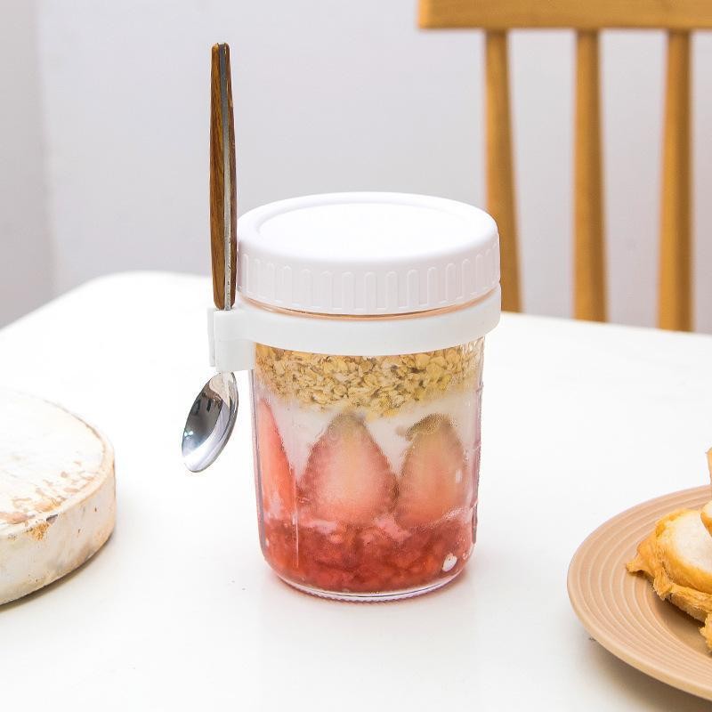 Overnight Oats Containers with Lids and Spoon, 1 Pack Mason Jars for  Overnight Oats, 600 ml Overnight Oats Jars Glass Oatmeal Container to Go  for Chia Pudding Yogurt Salad Cereal Meal Prep