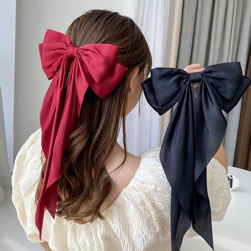 Elegant Silk Hair Bows for Women - Large Satin Bow