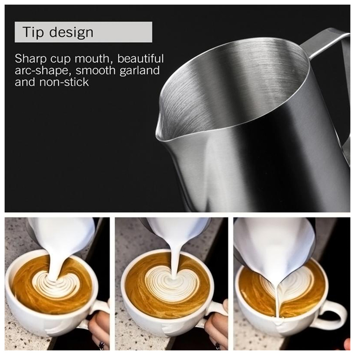 Stainless Steel Milk Frothing Pitcher Milk Frothing Pitcher With Thermometer  Espresso Steaming Frothing Cup Milk Latte Art Jug For Espresso Machines And  Latte Cappuccino Art - Temu Germany