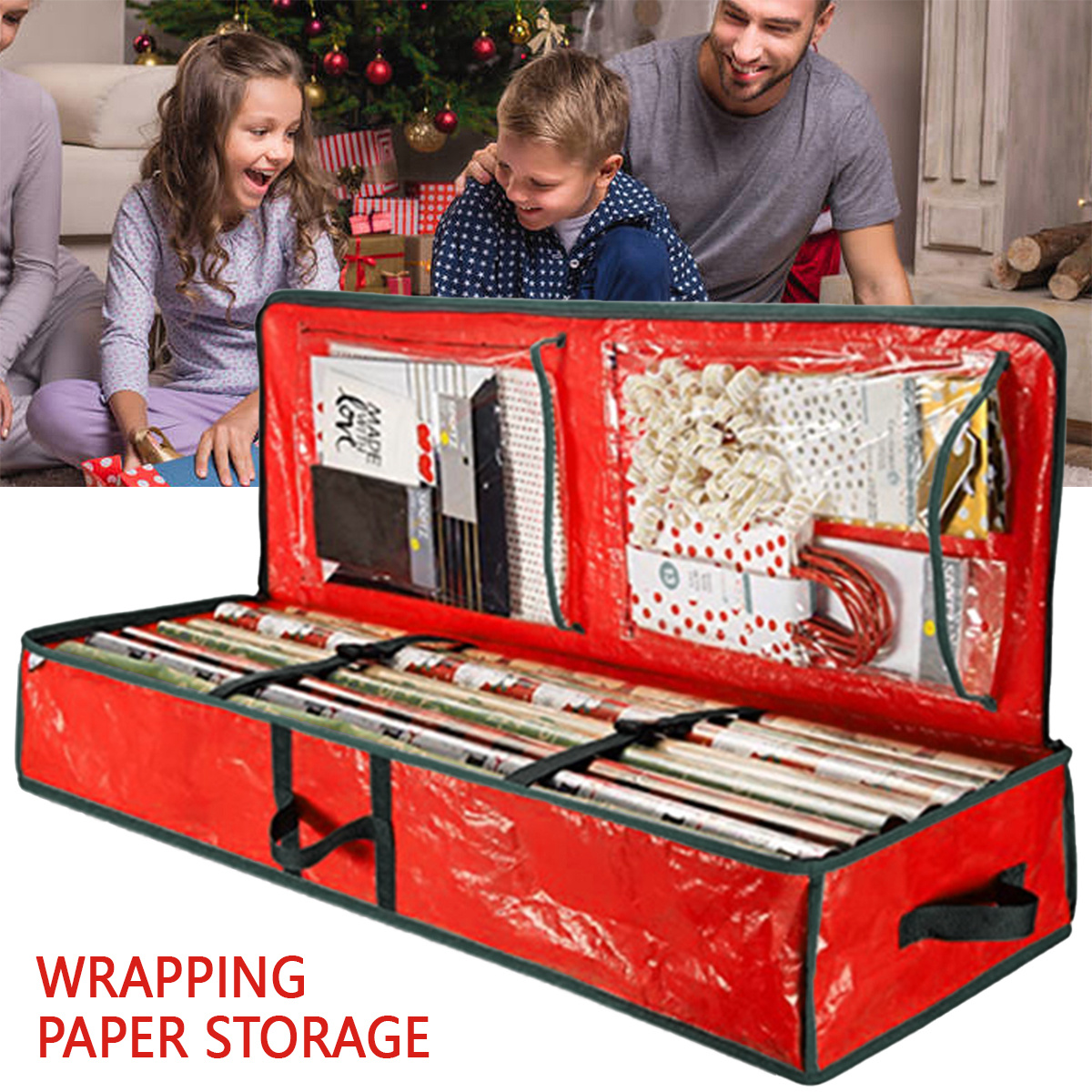 Christmas Wrapping Paper Storage Organizer With - Temu