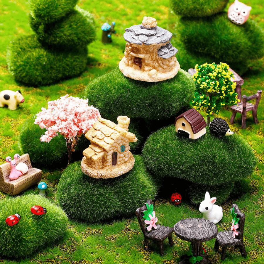 Set of Tiny MINIATURE Bison Animal Mini Figurines Figures Dollhouse Diorama  Terrarium Small Craft Micro Miniatures Fairy Garden Decor Supply 