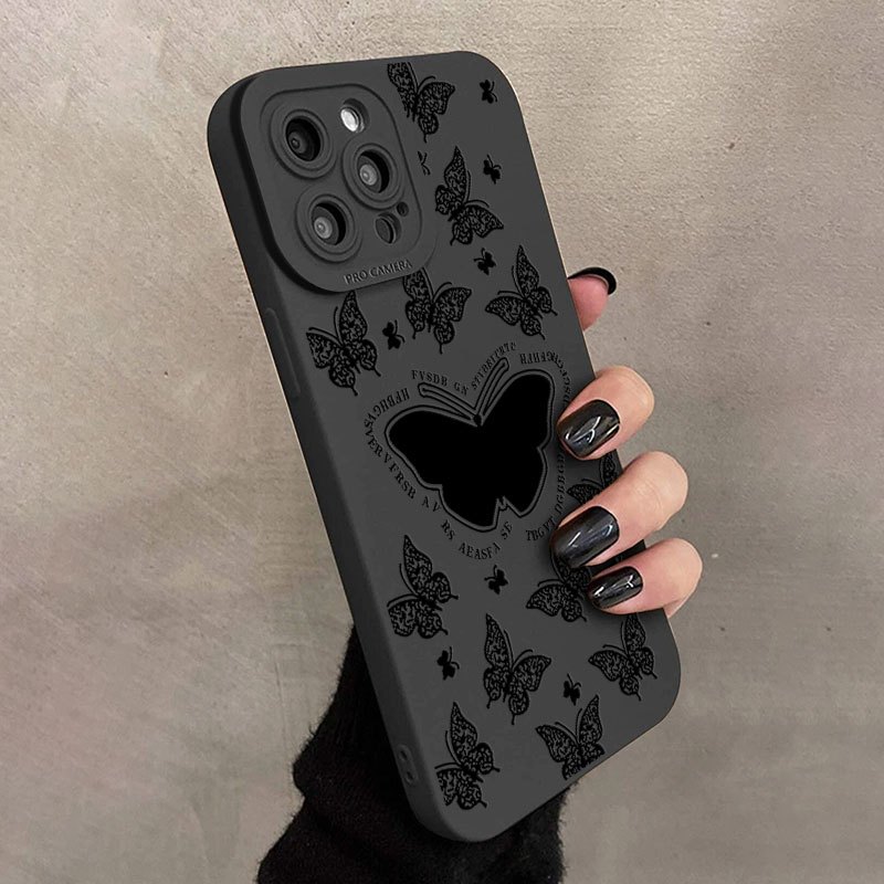 TEMU 1 Pieza - Funda/carcasa Protectora Para Teléfono Móvil Con Diseño Mariposas En Fondo Oscuro Compatible Con Todos Los Modelos De IPhone De Apple,